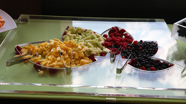 Cheese and fruit display representing the J C C C logo